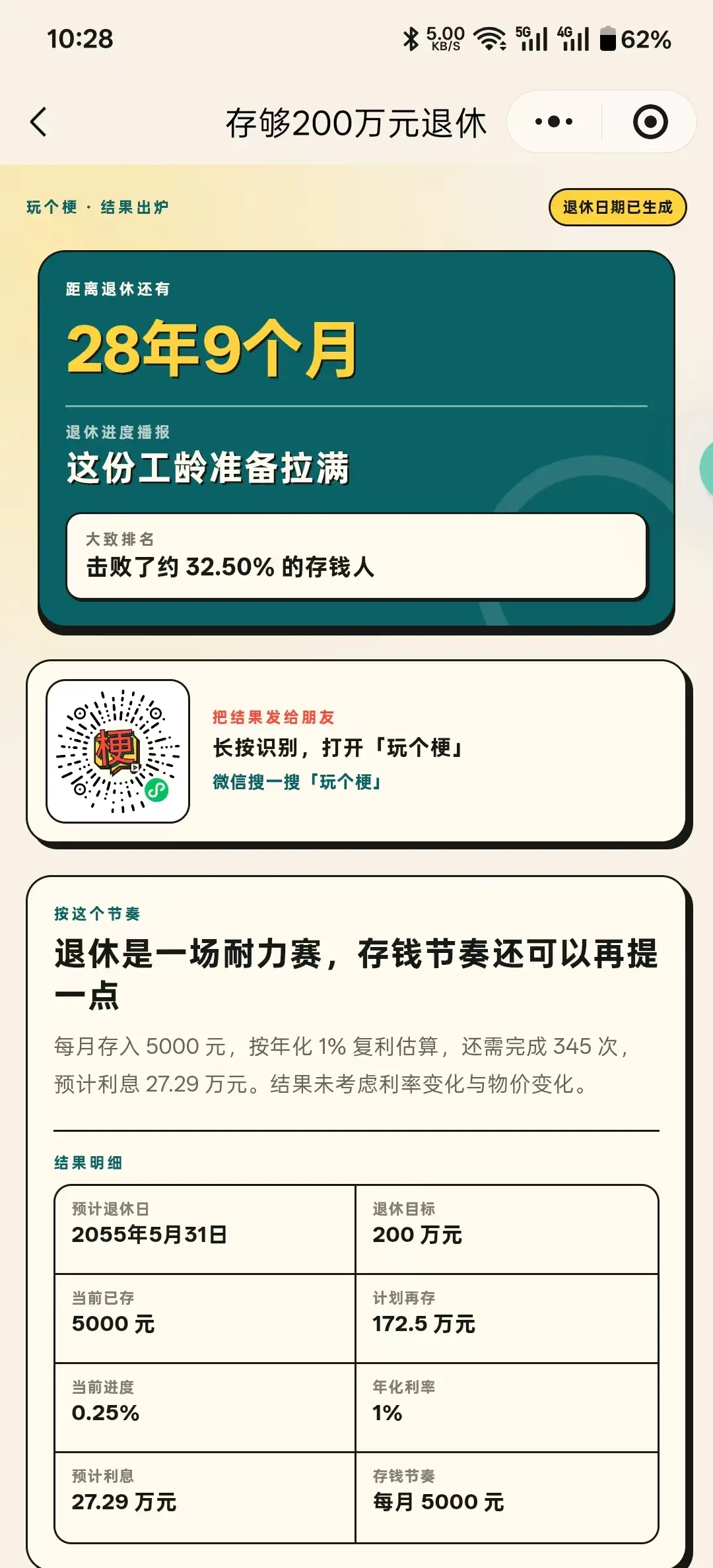存够 200 万退休